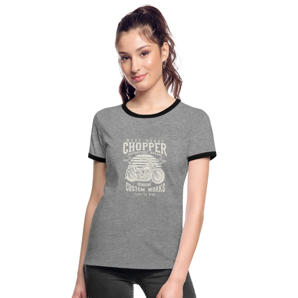Vrouwen contrastshirt - grijs gemêleerd/zwart