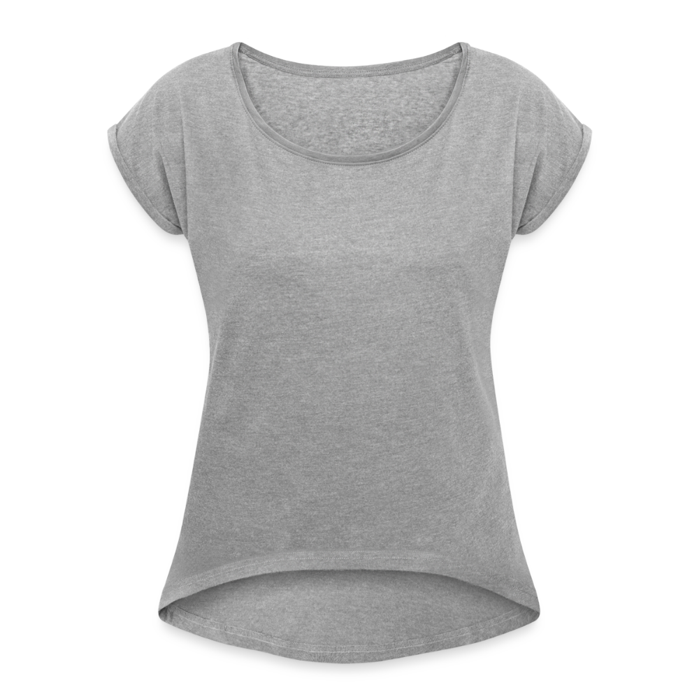 Vrouwen T-shirt met opgerolde mouwen - grijs gemêleerd