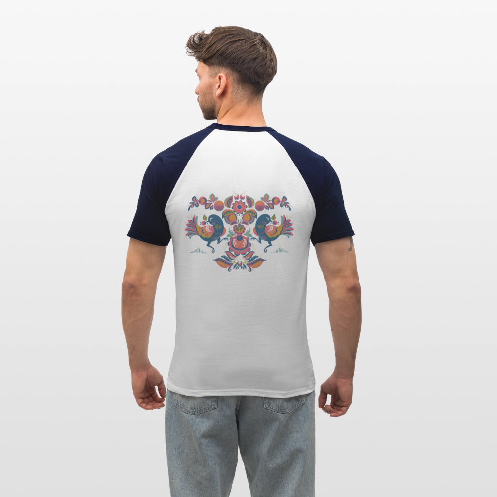 Mannen baseballshirt korte mouw - wit/navy