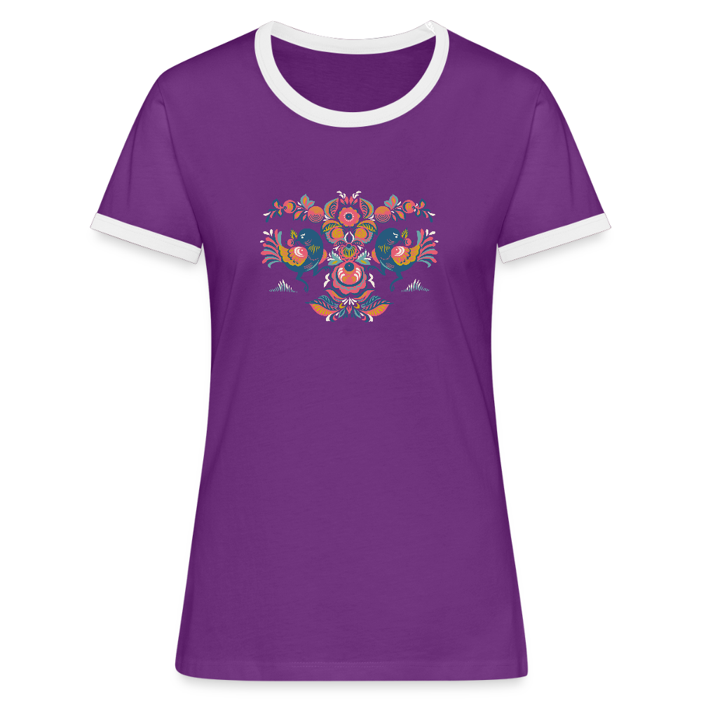 Vrouwen contrastshirt - purple/wit