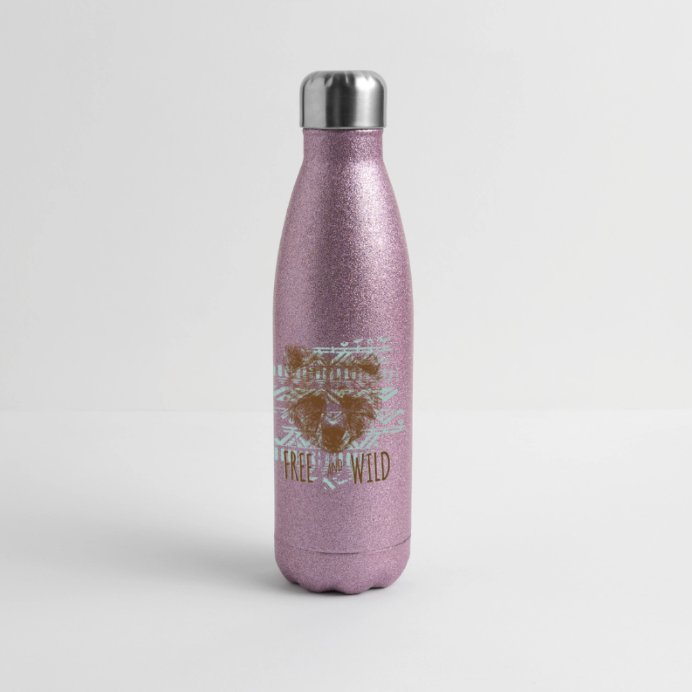 Roestvrijstalen glitter-thermosfles - pink glitter