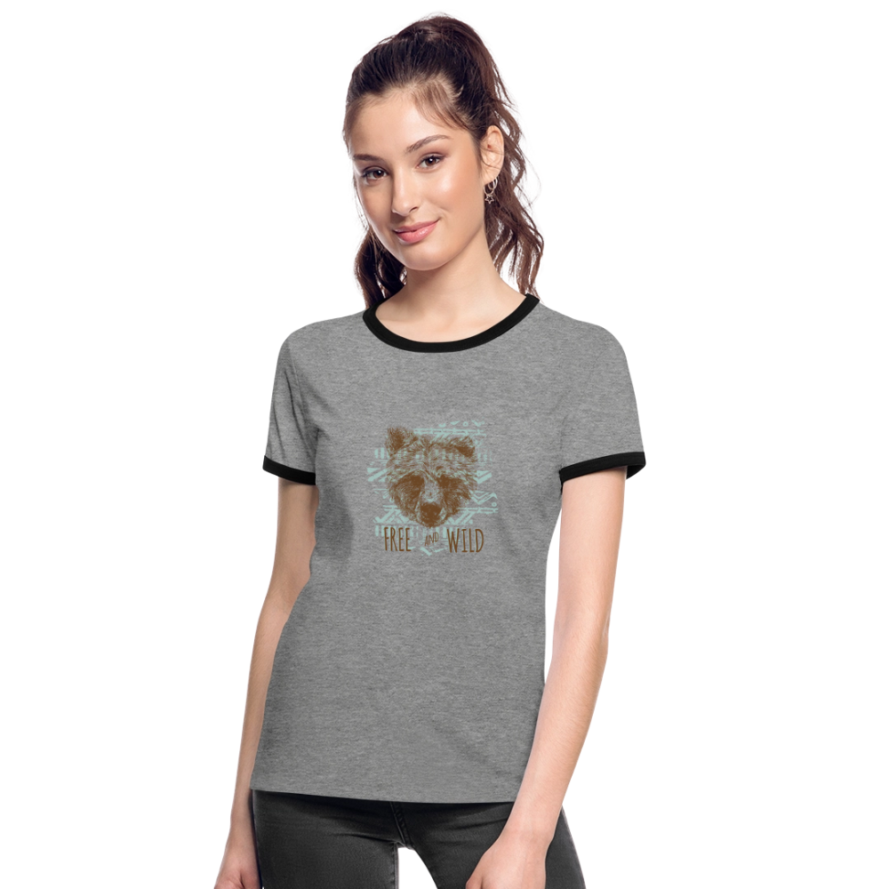 Vrouwen contrastshirt - grijs gemêleerd/zwart