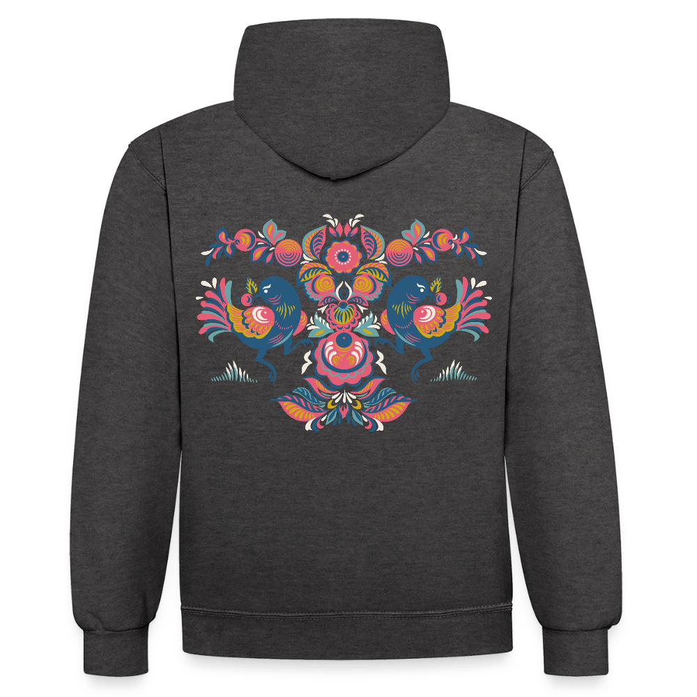 Contrast hoodie - antraciet/zwart