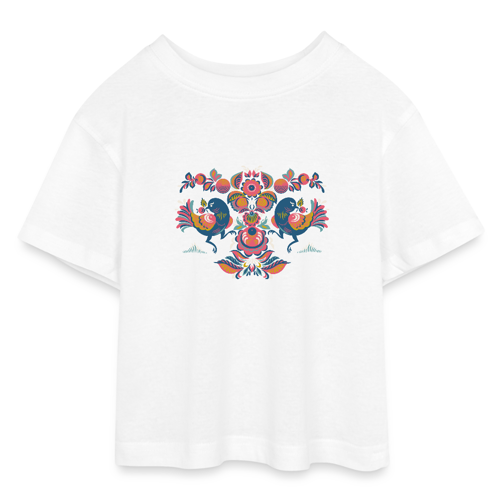 Tieners cropped jersey T-shirt - wit