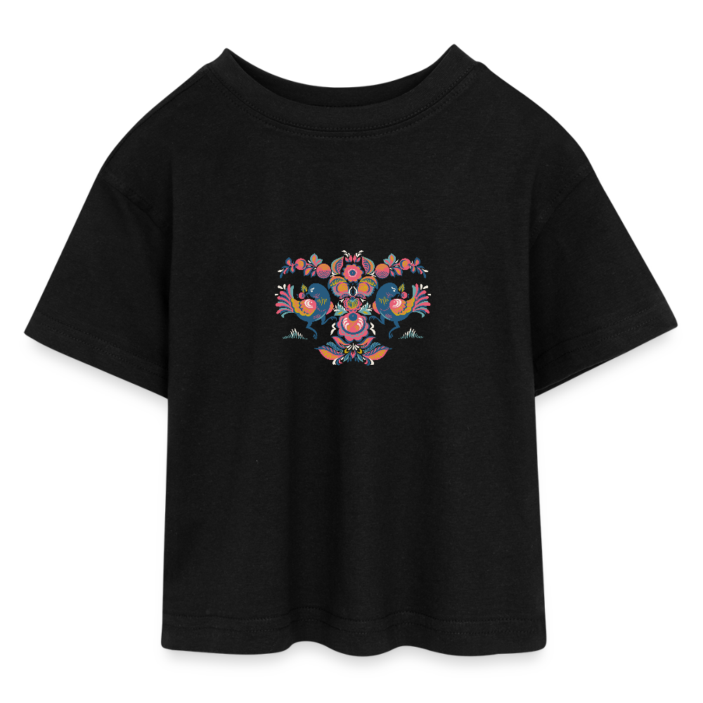 Tieners cropped jersey T-shirt - zwart