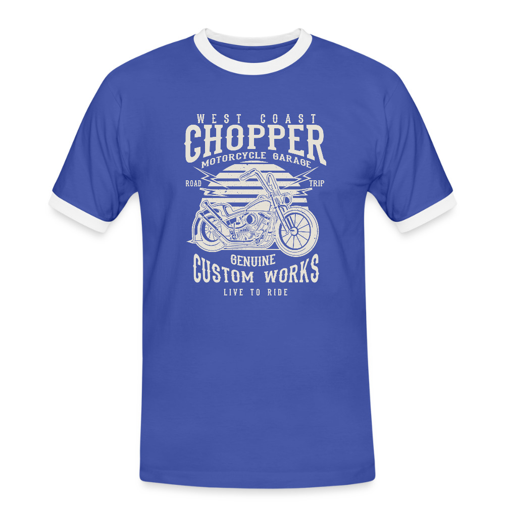 Mannen contrastshirt - blauw/wit