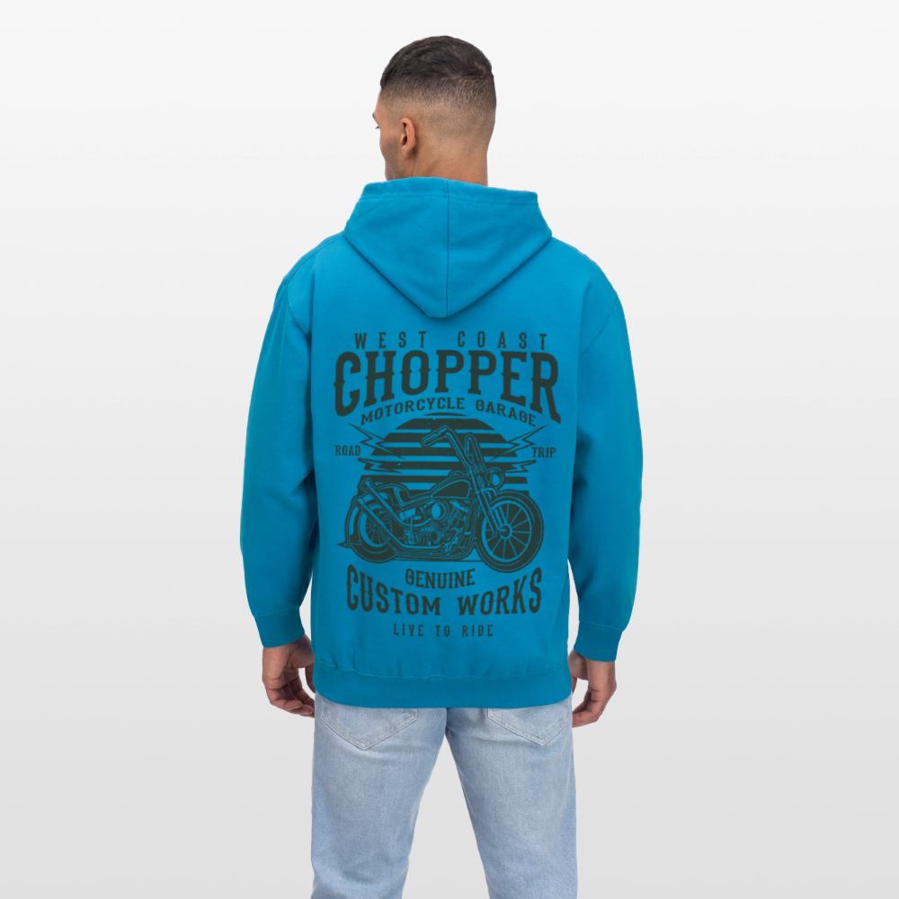 Contrast hoodie - pauwblauw/grijs gemêleerd