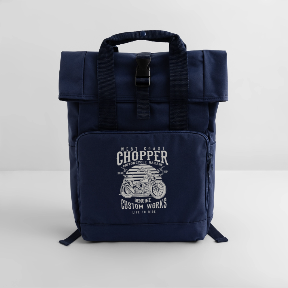 Rolltop rugzak met twee hengsels - navy