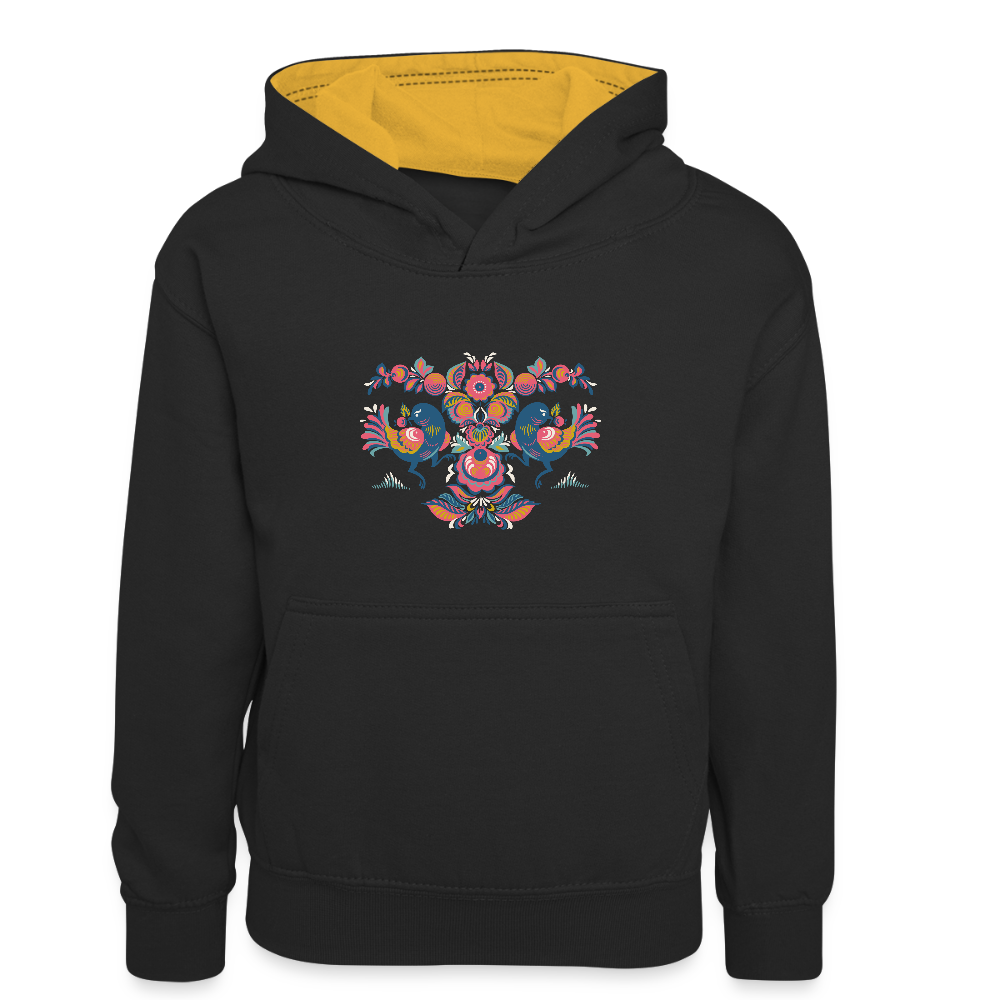 Teenager contrast-hoodie/kinderen contrast-hoodie - zwart/goud