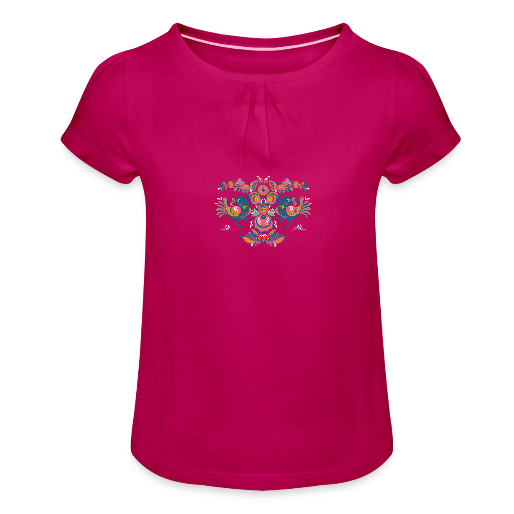 Meisjes-T-shirt met plooien - fuchsia