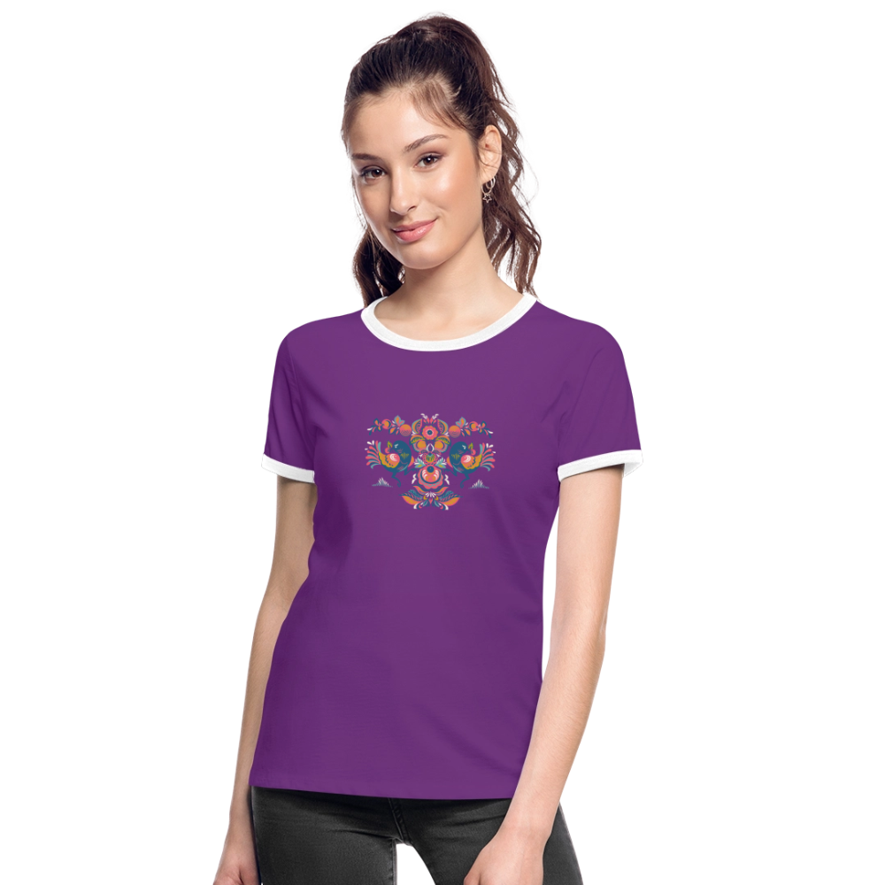 Vrouwen contrastshirt - purple/wit