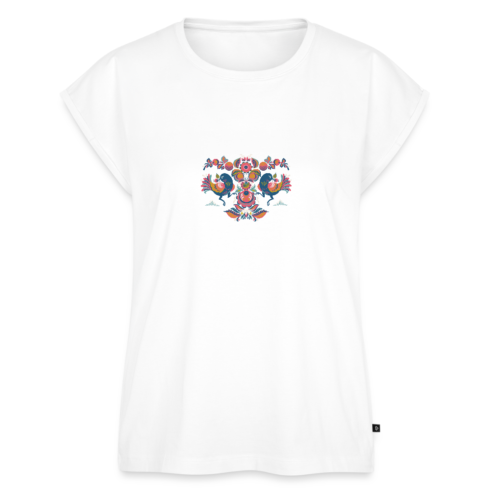 Vrouwen T-shirt met opgerolde mouwen - wit