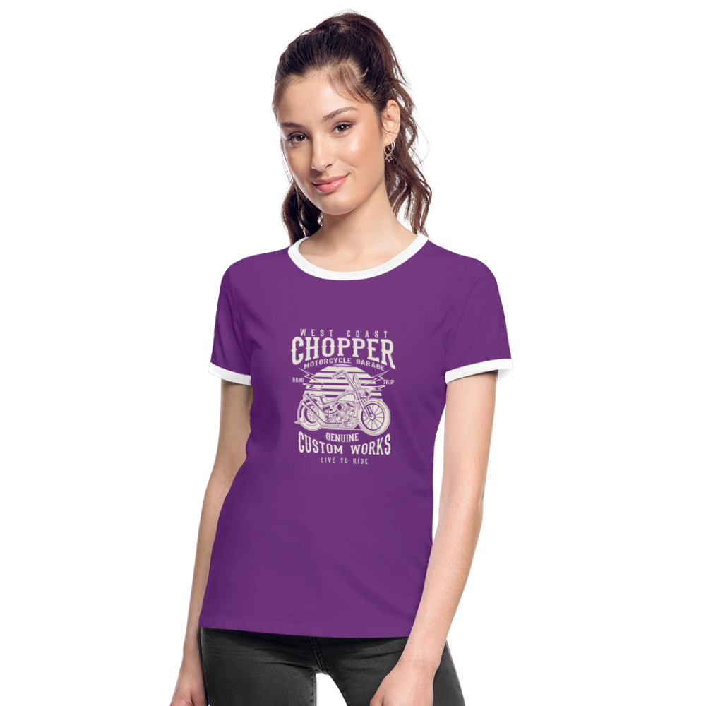 Vrouwen contrastshirt - purple/wit