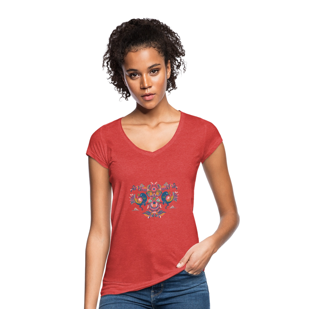Vrouwen Vintage T-shirt - rood gemêleerd