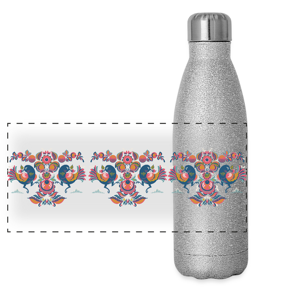 Roestvrijstalen glitter-thermosfles - silver glitter