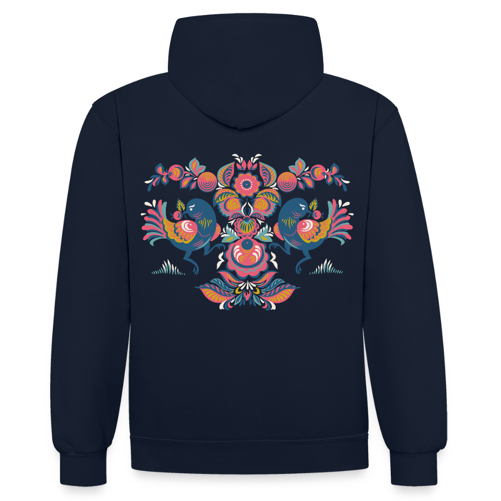 Contrast hoodie - navy/grijs gemêleerd