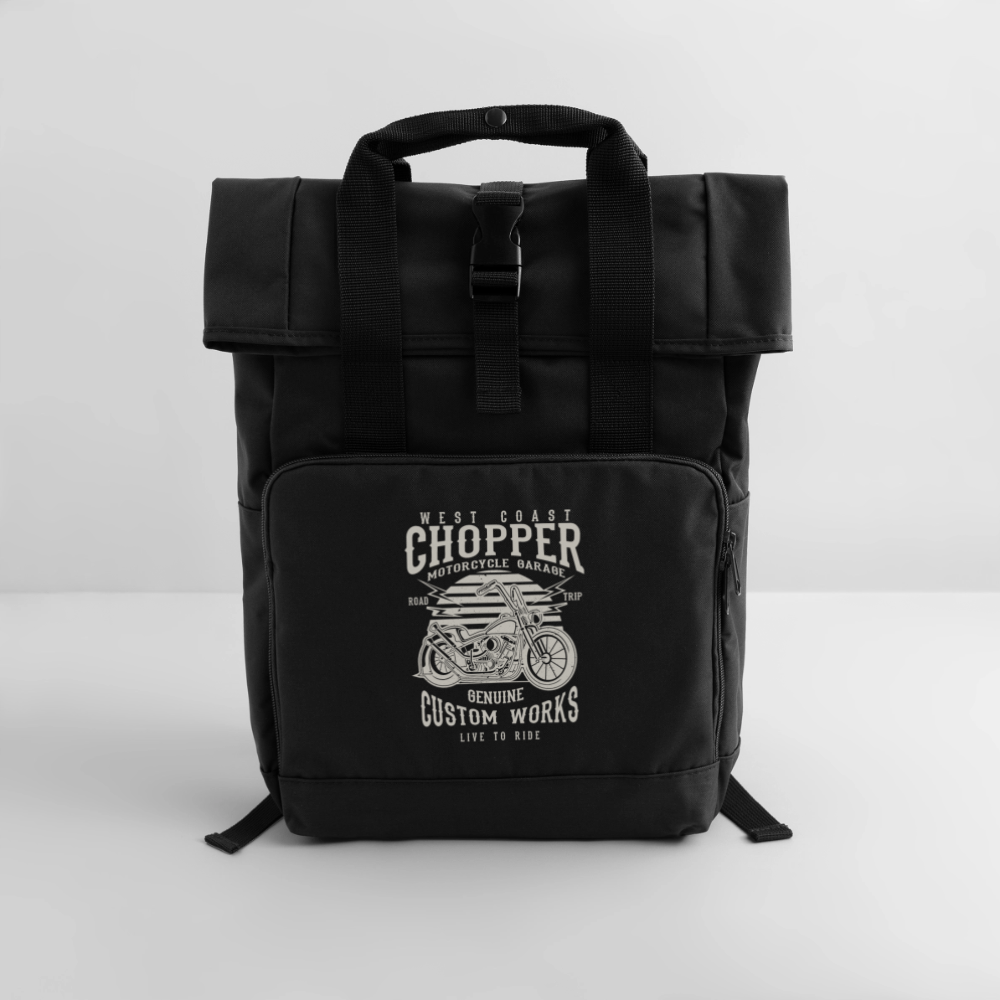 Rolltop rugzak met twee hengsels - zwart
