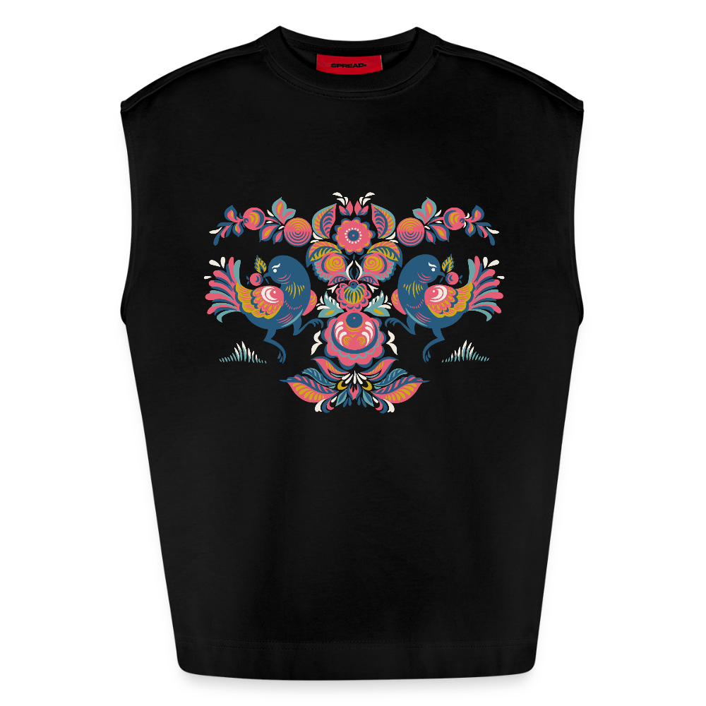 Heavyweight oversized organic tanktop made in EU Vrouwen - SOLID BLACK