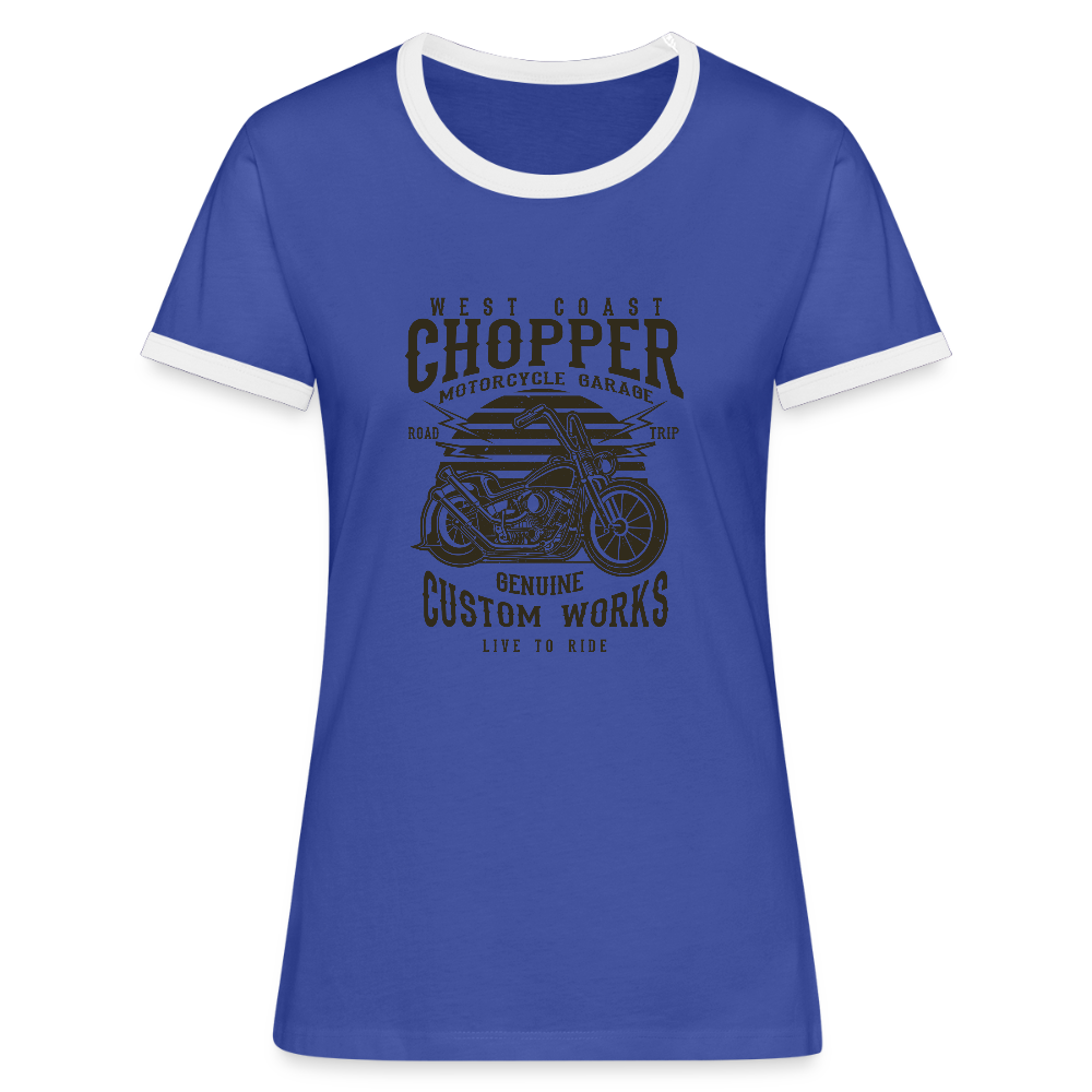 Vrouwen contrastshirt - blauw/wit