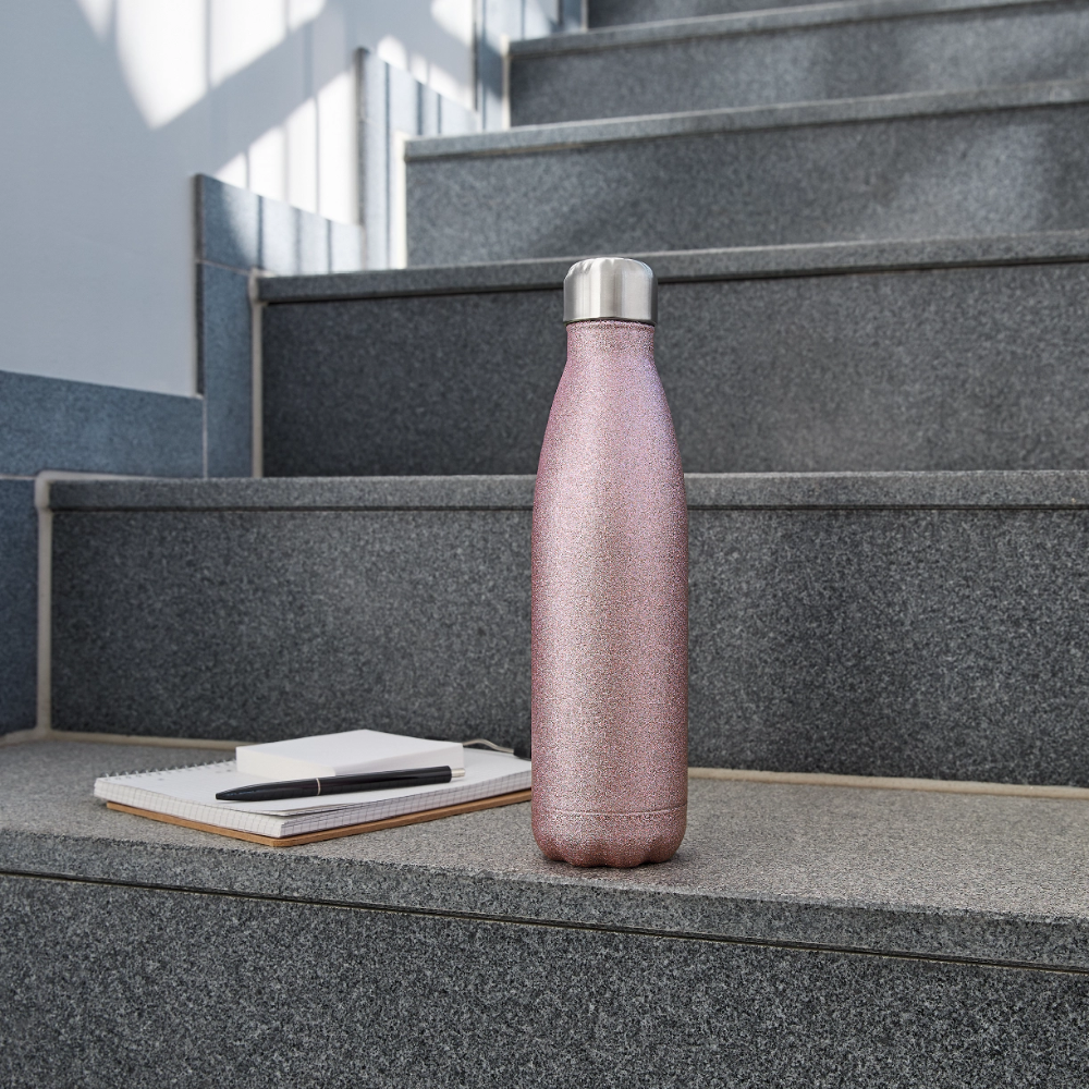 Roestvrijstalen glitter-thermosfles - pink glitter