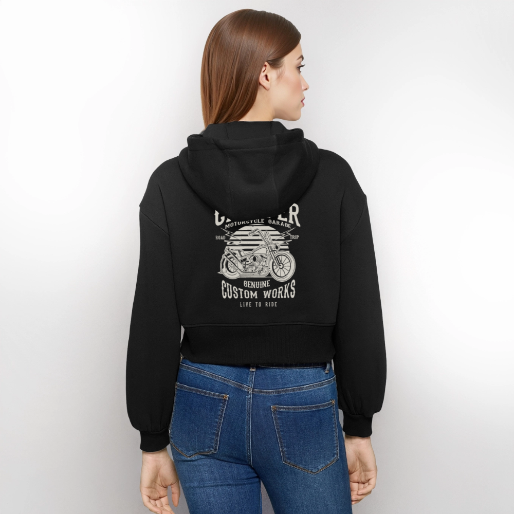 Vrouwen oversized cropped ziphoodie - zwart