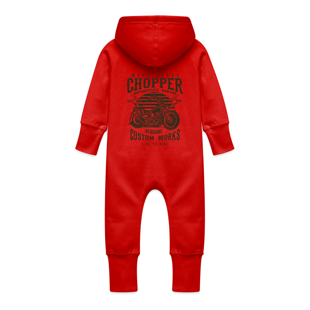 Baby bio sweat kruippakje met capuchon - rood
