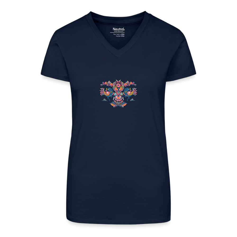 Bio vrouwen T-shirt met V-hals - donkerblauw