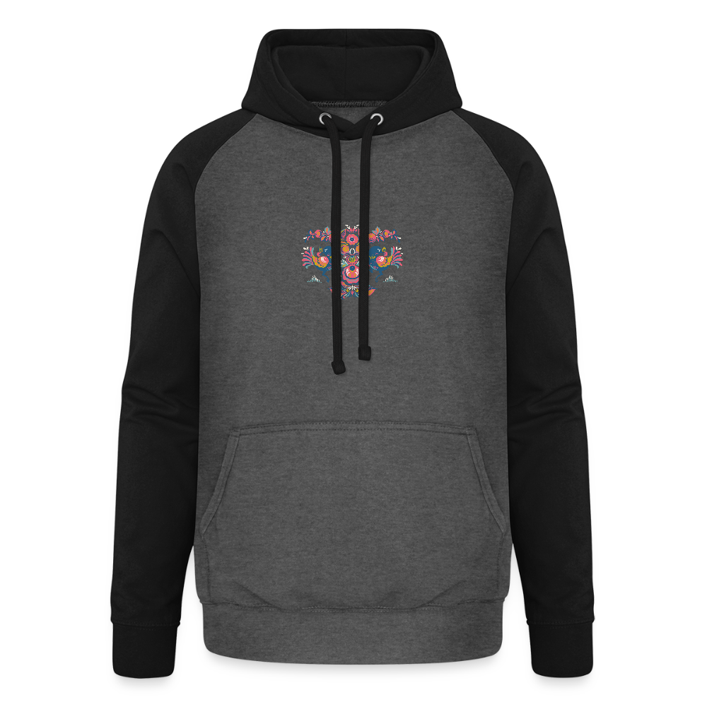 Unisex baseball hoodie - grafietgrijs/zwart
