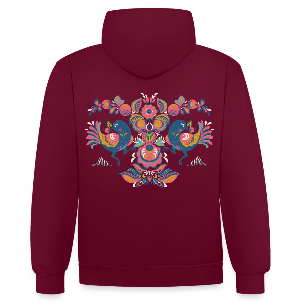 Contrast hoodie - wijnrood/antraciet
