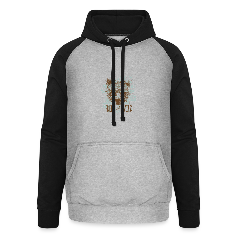 Unisex baseball hoodie - grijs gemêleerd/zwart
