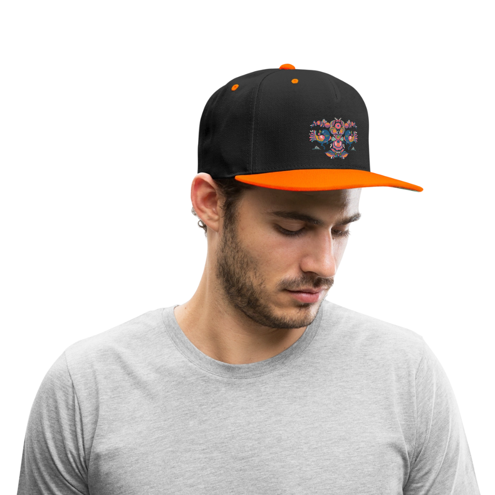 Contrast snapback cap - zwart/neonoranje