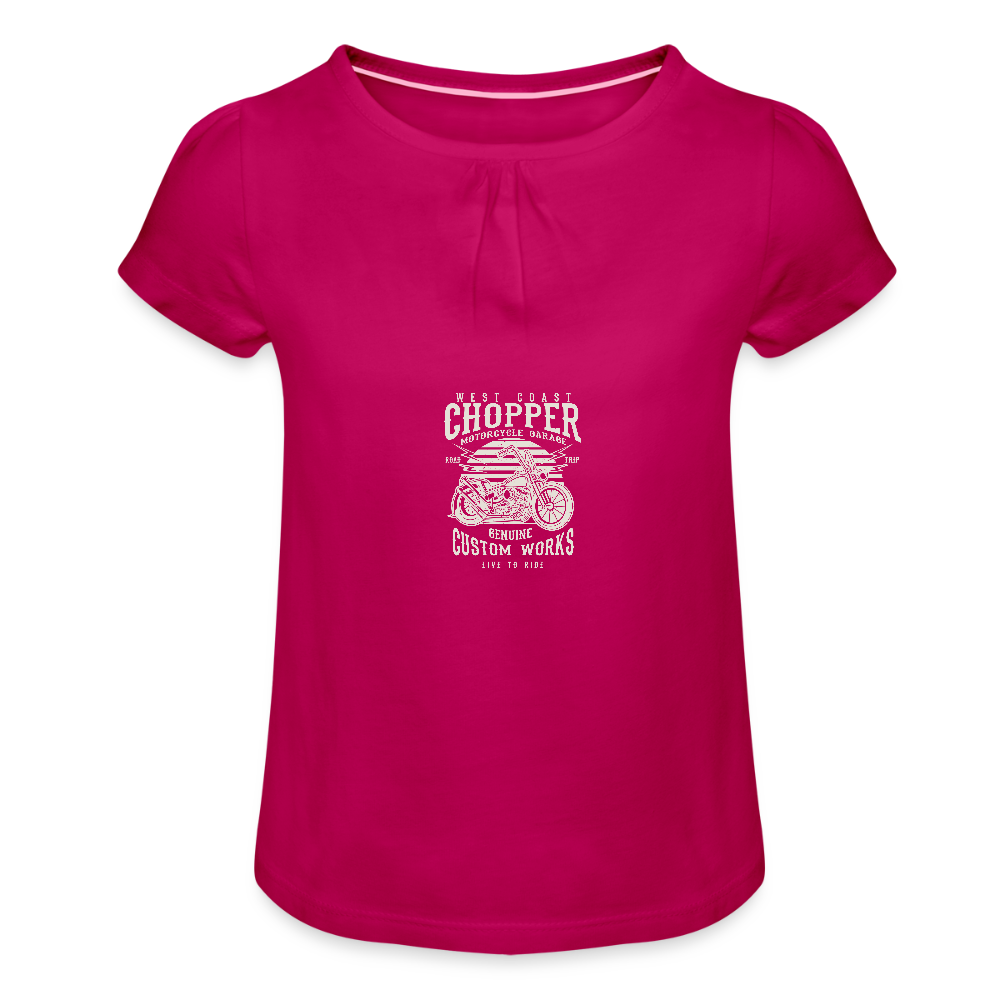 Meisjes-T-shirt met plooien - fuchsia