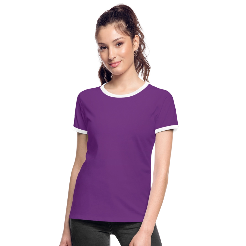 Vrouwen contrastshirt - purple/wit