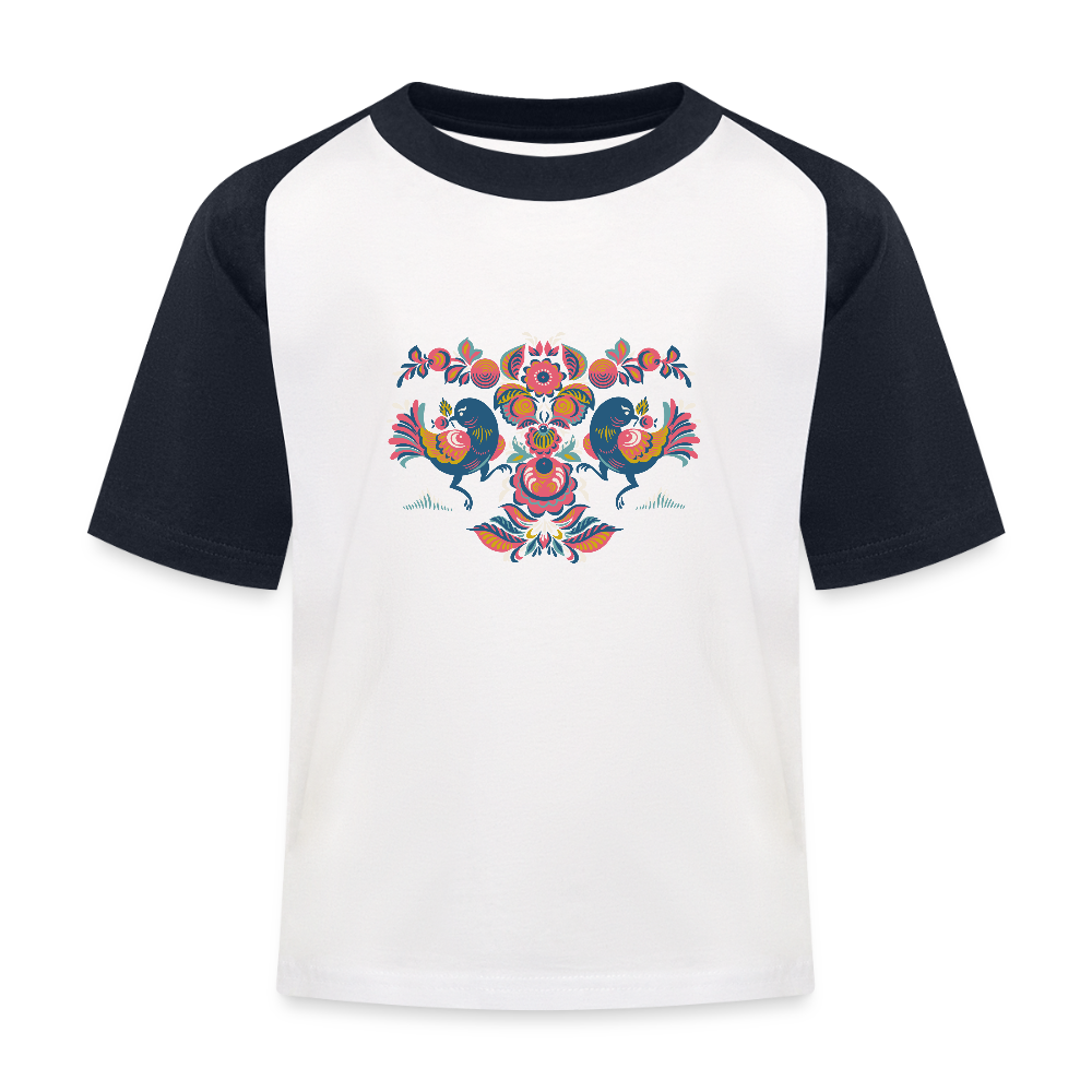 Kinderen baseball T-shirt - wit/navy