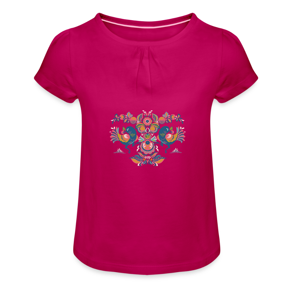 Meisjes-T-shirt met plooien - fuchsia