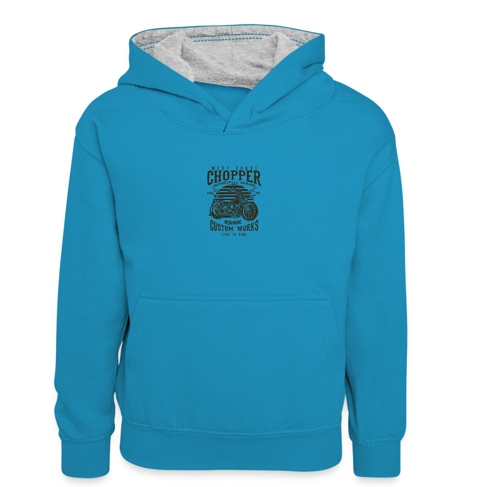 Teenager contrast-hoodie/kinderen contrast-hoodie - pauwblauw/grijs gemêleerd