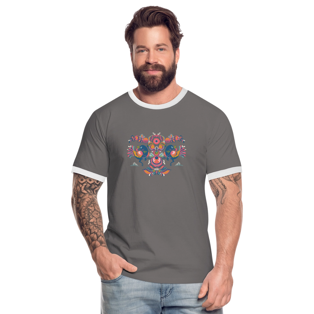 Mannen contrastshirt - donkergrijs/wit