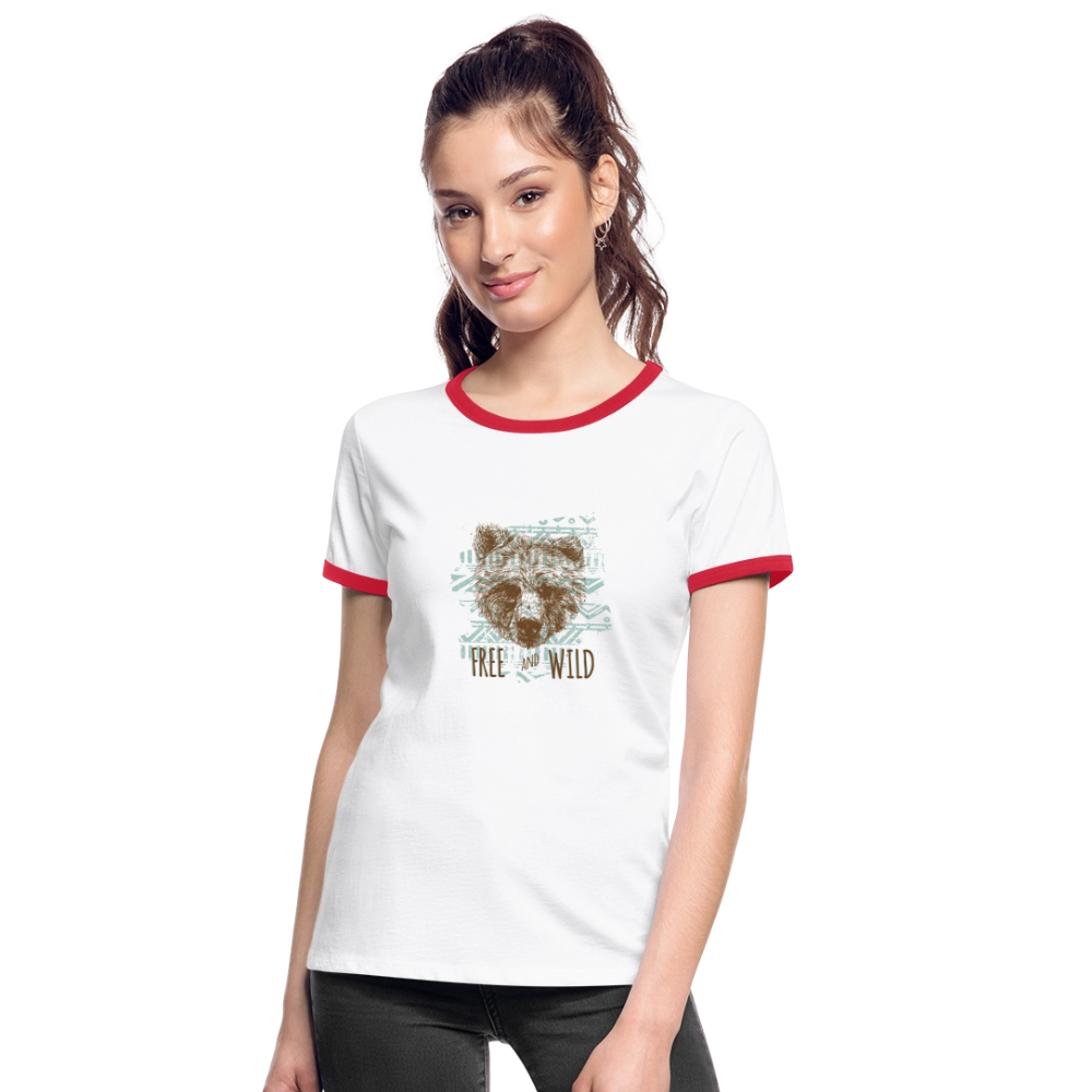 Vrouwen contrastshirt - wit/rood