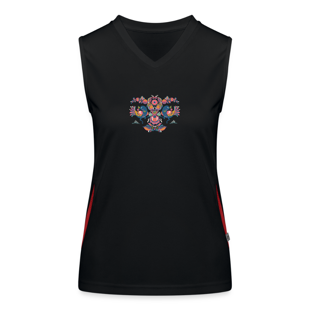 Functionele contrasterende tanktop voor vrouwen - zwart/rood