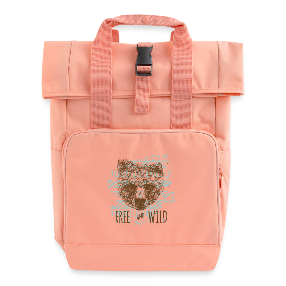 Rolltop rugzak met twee hengsels - chintzroze