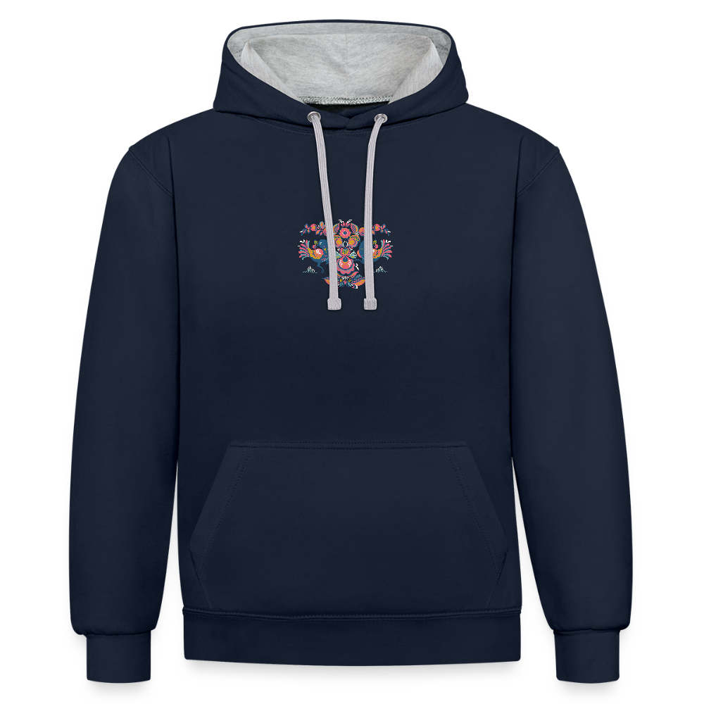 Contrast hoodie - navy/grijs gemêleerd