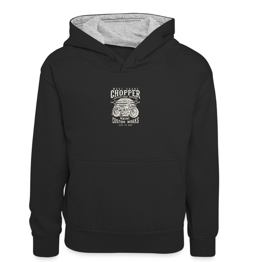 Teenager contrast-hoodie - zwart/grijs gemêleerd