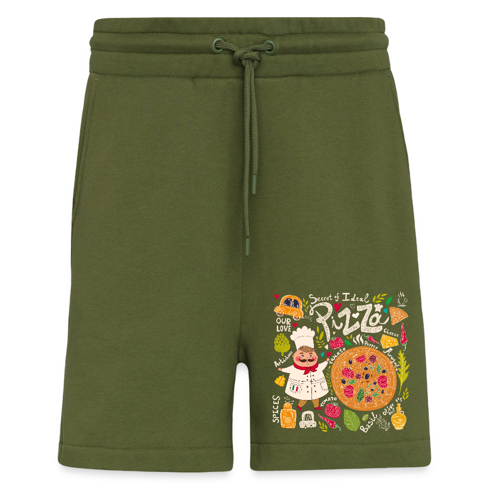 Organic relaxed shorts made in EU - MOSS GREEN