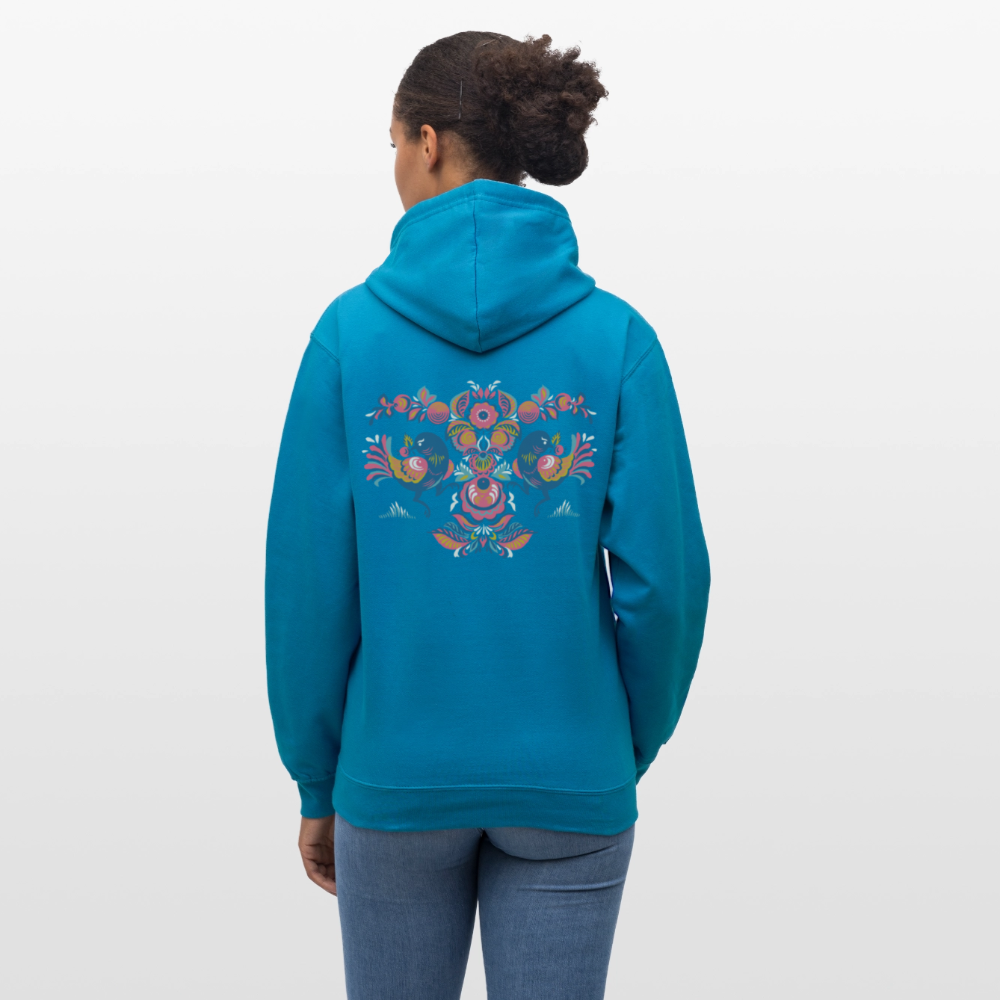 Contrast hoodie - pauwblauw/grijs gemêleerd