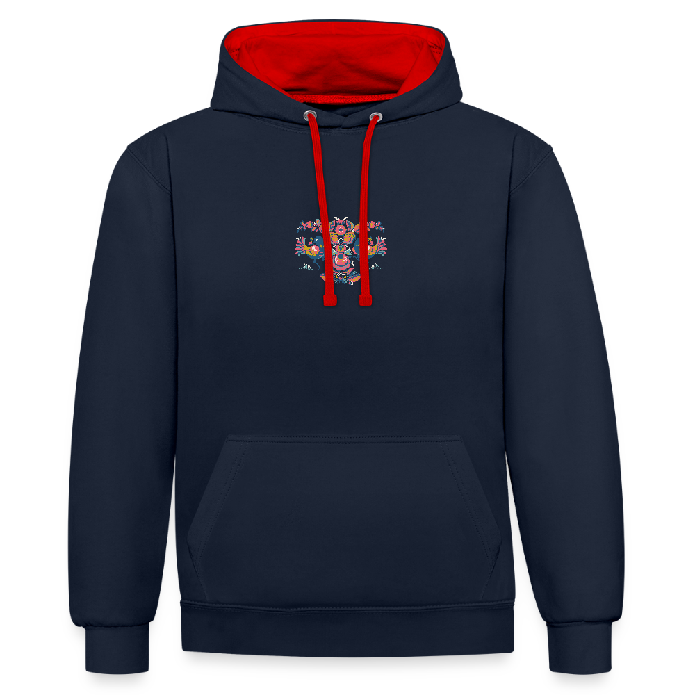 Contrast hoodie - navy/rood