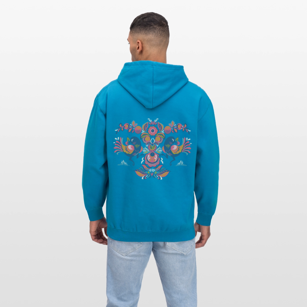 Contrast hoodie - pauwblauw/grijs gemêleerd