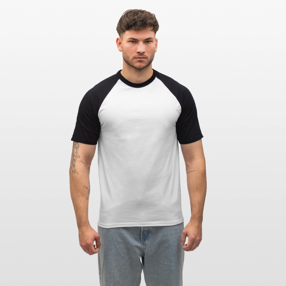 Mannen baseballshirt korte mouw - wit/zwart