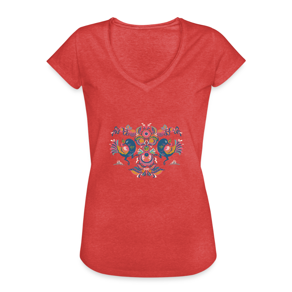 Vrouwen Vintage T-shirt - rood gemêleerd