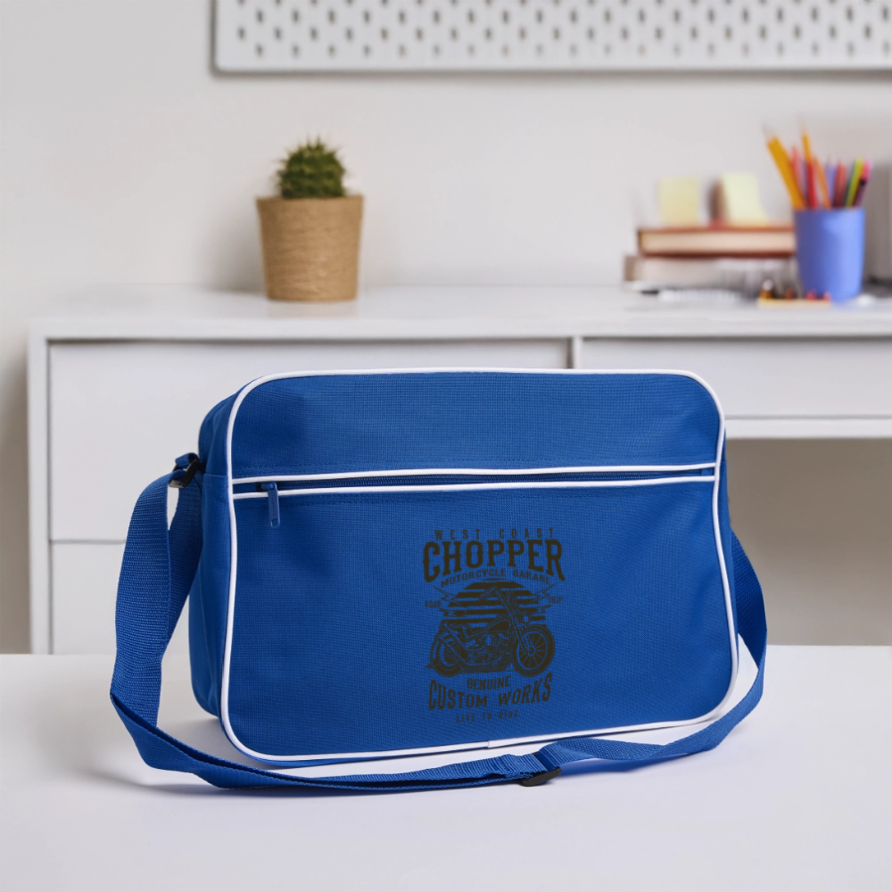 Retro-tas - blauw/wit