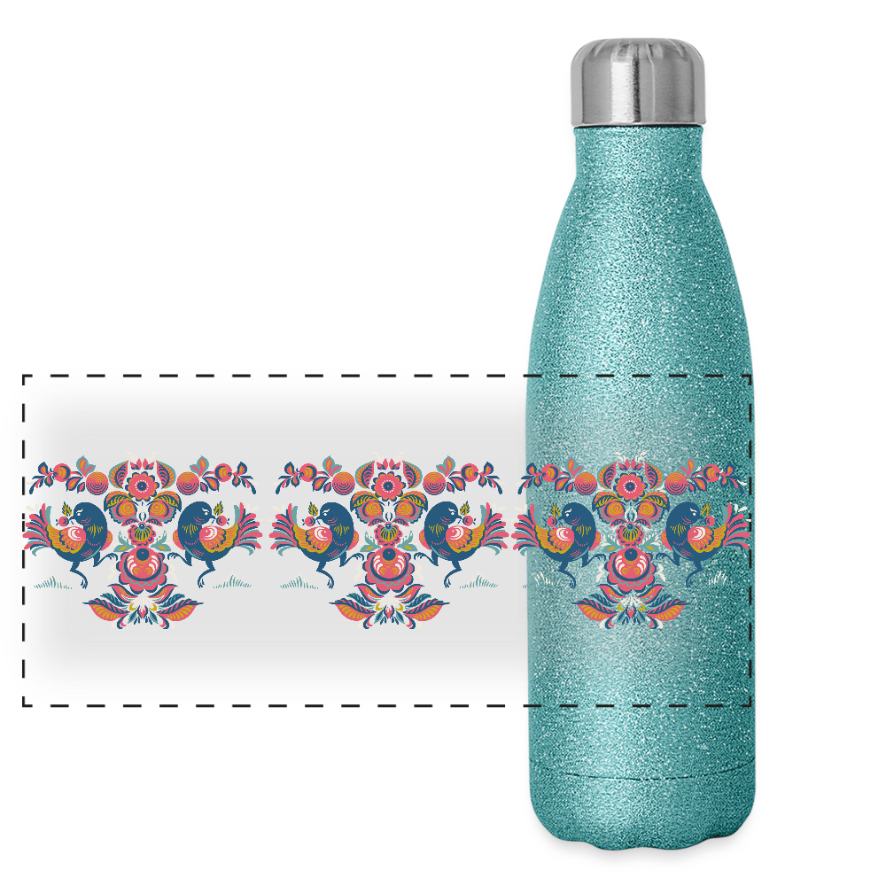 Roestvrijstalen glitter-thermosfles - blue glitter